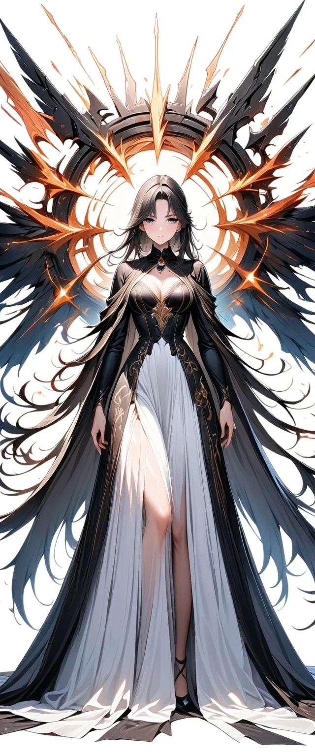 1 female,Clear face,Full body standing,solo,Gorgeous dress,Transparent Background,Game character costume design,Gorgeous particle effects,High Detail,White background,Ultra-high resolution,Sharp focus,masterpiece,HDR,8K CG unified 8k wallpaper