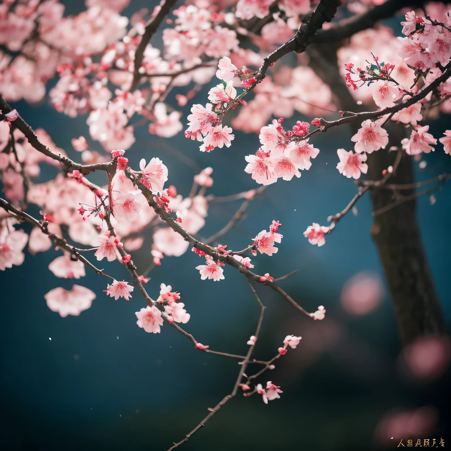A close up of a tree with pink flowers on it - SeaArt AI