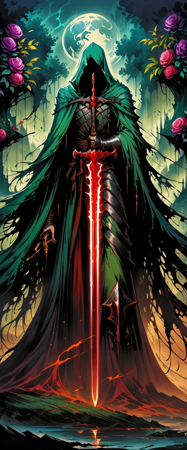 Magic Sword，The legendary Magic Sword，Glory Magic Sword，Magic Sword,Heavy Metal Style，Metal Art，Full of metallic luster，Metal texture in the post-industrial era，Alloy wire crafts，crystal，Emerald setting，Well structured，Perfect craftsmanship，Magic Lightning Background，Blue Lightning，There are fairies，Dark fantasy art, dark flower shaman, Dark fantasy concept art, Bloodborne concept art, dark concept art, Diablo digital concept art, Dark fantasy art style, dark flowers, Bloodborne Art, photorealistic dark concept art,Dark fantasy art, Death Portrait, Onmyoji detailed art, Beautiful wizard, Ominous fantasy illustration，(best quality,4K,8k,high resolution,masterpiece:1.2),Super detailed,(Practical,Realistically,Realistically:1.37),landscape,Science Fiction,photography,Concept Artist, High Dynamic Range,Ultra HD,Studio Lighting,Super Fine,Focus,Physically Based Rendering,Extremely detailed description,professional,Bright colors,Bokeh.