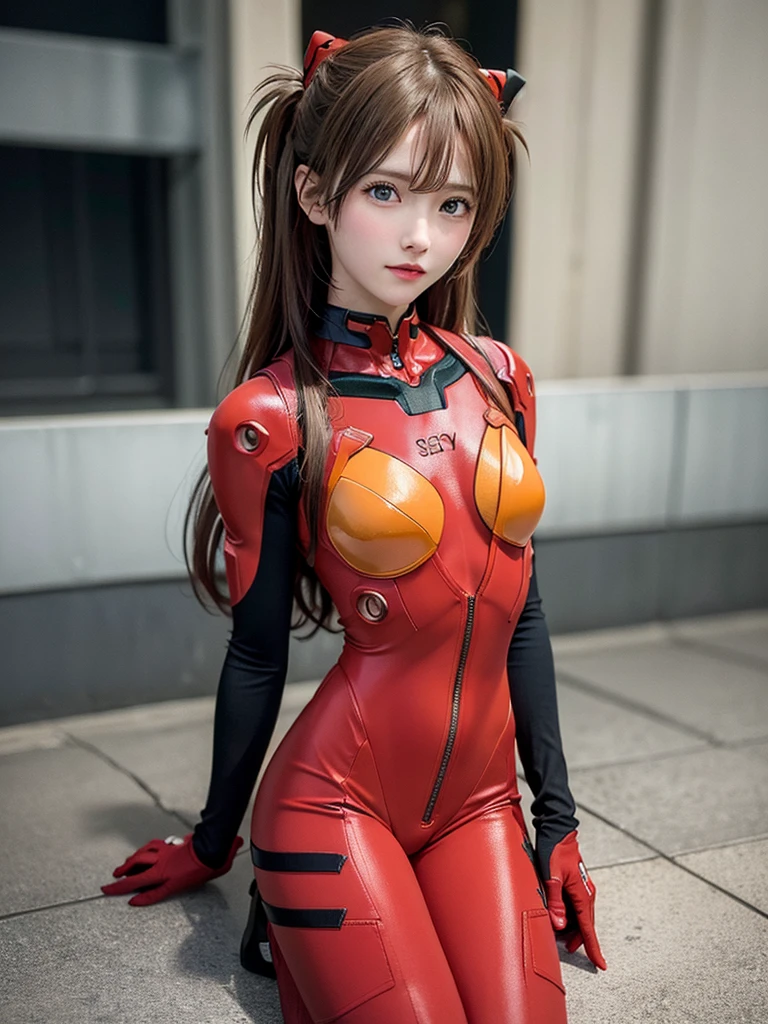 ((Best quality)), ((Masterpiece)), (Details: 1.4), 3D, Asuka Langley Soryu, Asuka, high resolution (high dynamic range), ray tracing, NVIDIA, super resolution, Unreal 5, subsurface scattering ,PBR texturing, post-processing, anisotropic filtering, depth of field, maximum sharpness and sharpness, multi-layered textures, albedo and specular maps, surface shading, accurate simulation of light and matter interaction, perfect proportions ,Octane Rendering,Two-Tone Lighting,Wide Aperture,Low ISO,White Balance,Rule of Thirds,8K RAW,(Masterpiece: 1.4, Best Quality), (Intricate Details), Unity8k Wallpaper, Highly Detailed, Beautiful and Mysterious, Details background, realistic, alone, perfectly detailed face, detailed blue eyes, highly detailed, blush, hair ornament, chignon mahogany hair, (blonde), plug suit 02, Shikinami Asuka Langley, Evangelion, Slender , full body suit, black background, above the waist,composition that shows the whole body,