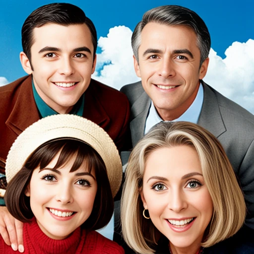 Make a group of Feldmans friends together, focus on the characters' faces
