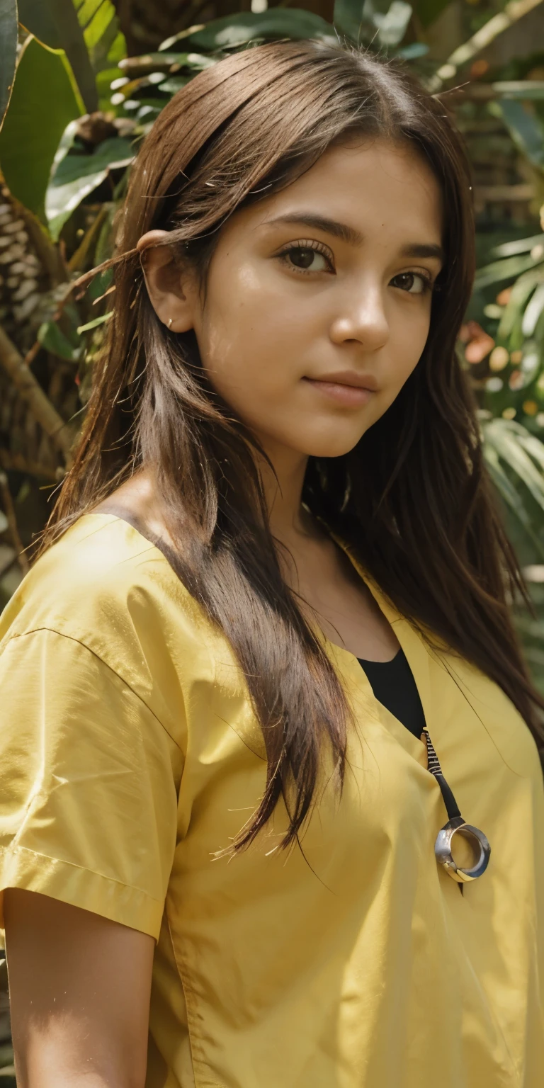 obra de arte, mais alta qualidade, sfw, Colorida, 1 garota, Sozinho, hakurei reimu, cabelo castanho, olhos castanhos, Cabelo longo, tubos de cabelo, seios pequenos, fundo abstrato, fundo azul, fundo rosa, fundo amarelo, fundo de bolinhas, (floresta