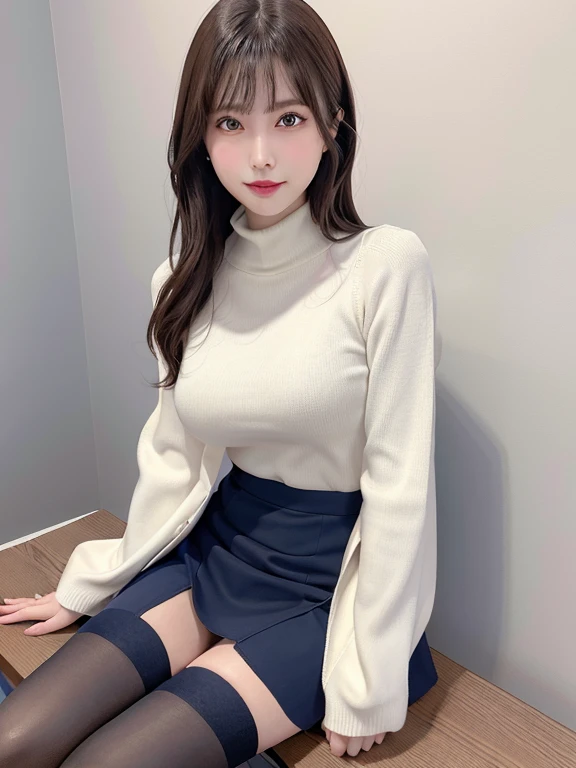 masutepiece, Best Quality, Illustration, Ultra-detailed, finely detail, hight resolution, 8K Wallpaper, Perfect dynamic composition, Beautiful detailed eyes,short bob, mid-chest, Natural Color Lip, Random and sexy poses,Smile,26 years girl、Colossal tits、Examination room、Red High-Neck Sweater: A cozy red sweater with a high neckline, perfect for chilly days. It adds warmth and style to your ensemble. Navy Blue Pencil Skirt: A classic and elegant choice. The pencil skirt typically falls just below the knee, creating a flattering silhouette1. Sheer Stockings: These delicate stockings add a touch of sophistication. They’re lightweight and perfect for pairing with skirts or dresses.doctor coat Blue High-Heeled Shoes: Elevate your look with blue high-heeled shoes. They elongate your legs and add a polished touch. Brown Hair: Your natural hair color complements the overall outfit. It’s versatile and goes well with various styles. White Coat (Like a Doctor): The white coat adds a professional touch, reminiscent of a doctor’s attire. It’s a symbol of authority and expertise.