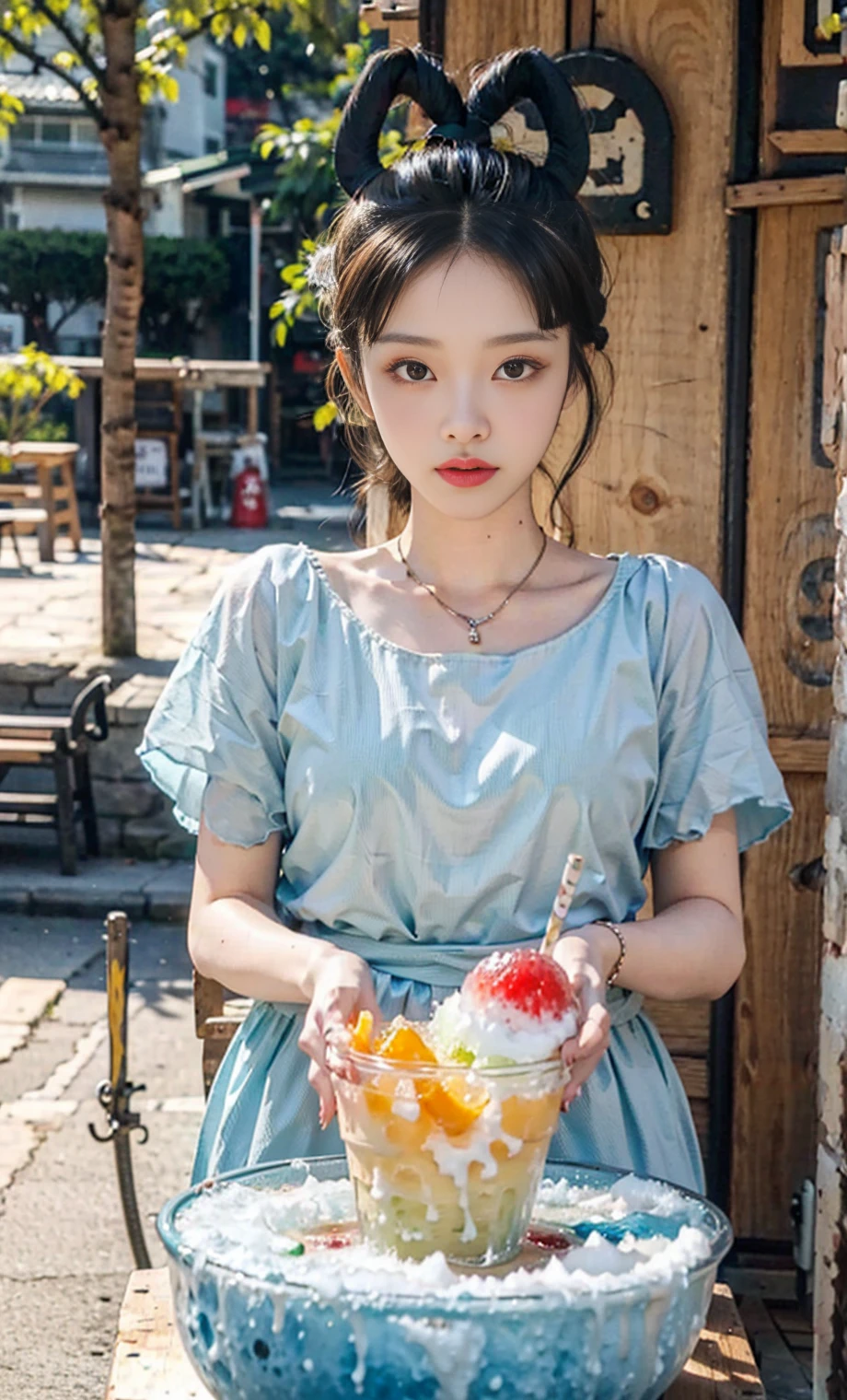 fresh桃,shaved ice,fresh