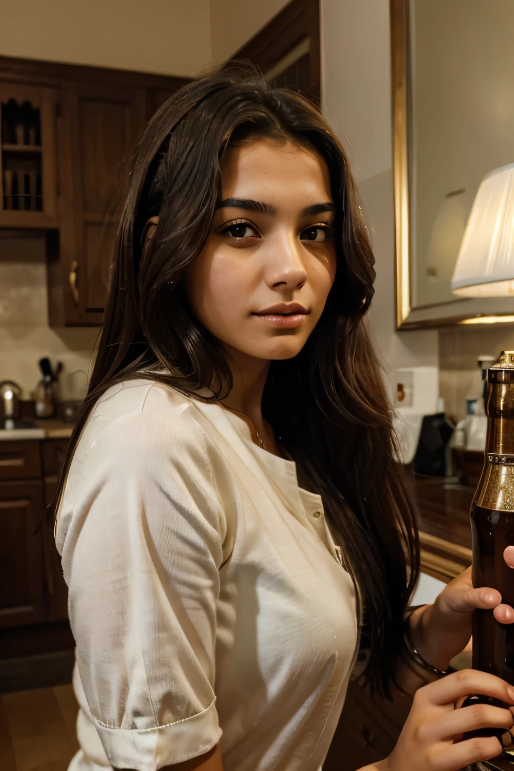 a  old French Arab girl with an adult face, inspiration madisson beer