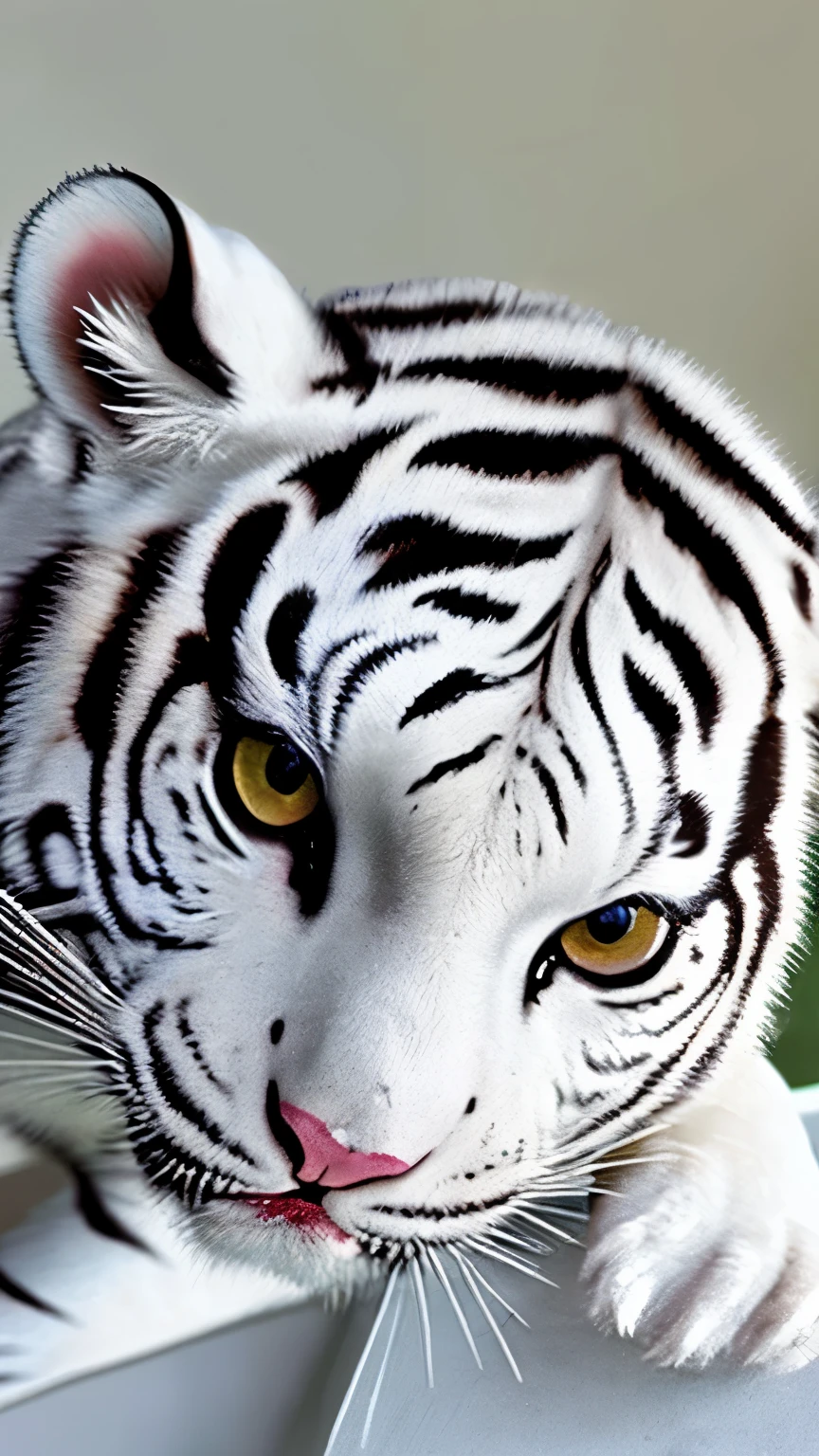 White tiger face up