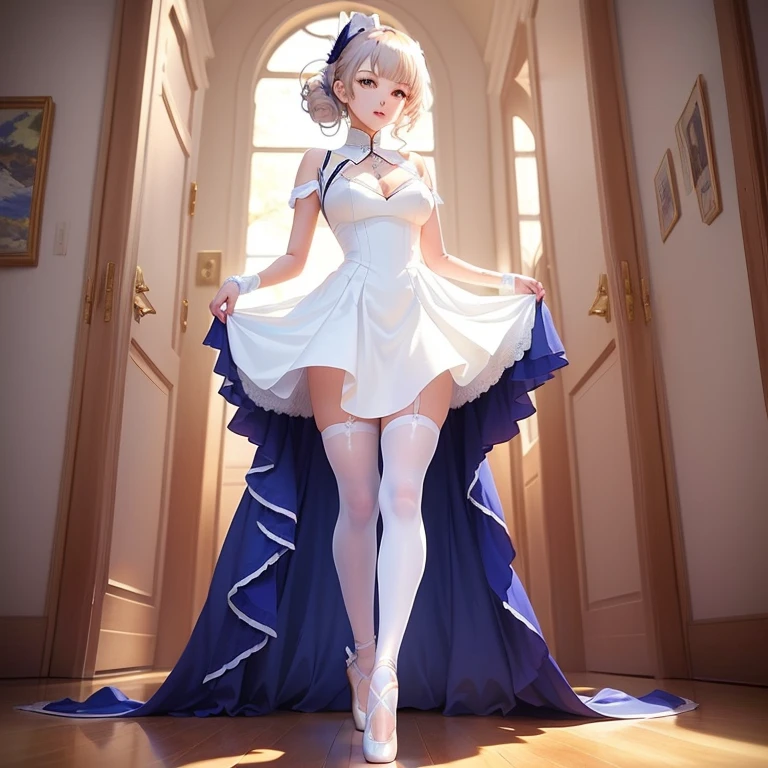 ballerina,Anime-style image of a woman in a white dress and high heels, Azur Lane Style, Enchanting anime girl, Anime Goddess, Cute anime waifu in a nice dress, Marin Kitagawa Fanart, Smooth anime CG art, Beautiful and attractive anime woman, Azur Lane Characters, Anime Barbie in White Stockings, Dressed in white