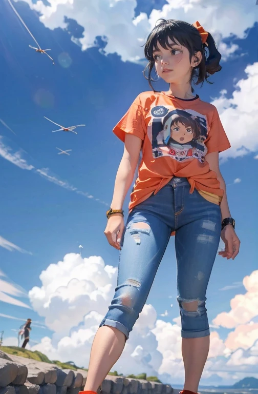 (Hinata Hyuuga, muito sensual, com roupas apertadas, bunda grande, pernas grossas, Vestindo jeans extremamente apertado, usando uma mini blusa, umbigo com pirsing, cabelo grande, Speaker behind, muito realista, extremamente sexy, 8k, 8k extremamente detalhado), (um extremamente delicado e bonito), (obra-prima), (melhor qualidade: 1.0), (Ultra-alta:1.0)
