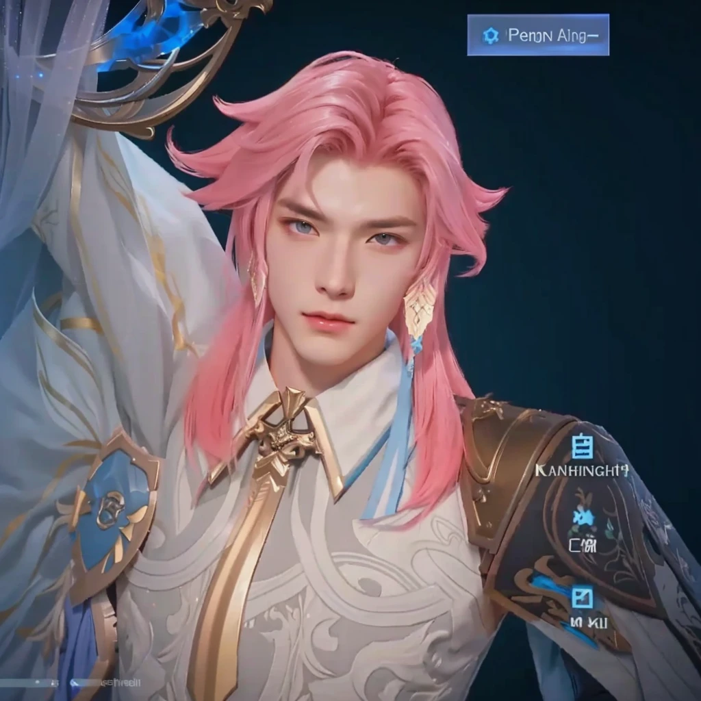 a close up of a person with pink hair and a sword, lineage 2 revolution style, aion, delicate androgynous prince, final fantasy 14 style, portrait knights of zodiac girl, keqing from genshin impact, beautiful androgynous prince, male character, genshin impact character, 8 k character details, zhongli from genshin impact
