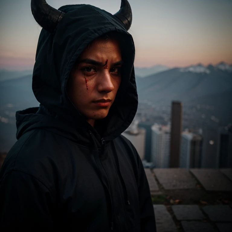 Sad faceless demon with hood 