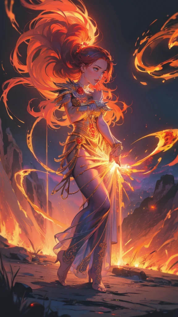 ((highest quality)),(Ultra-high resolution),(Super detailed new),(Detailed Description),((The best CG)),(A masterpiece),Ultra-detailed art,A wonderful new art form,(Art with precise detail:1.5), Fighting female hero, Light and Darkness, Endless battles, red, Brilliant Lightning,