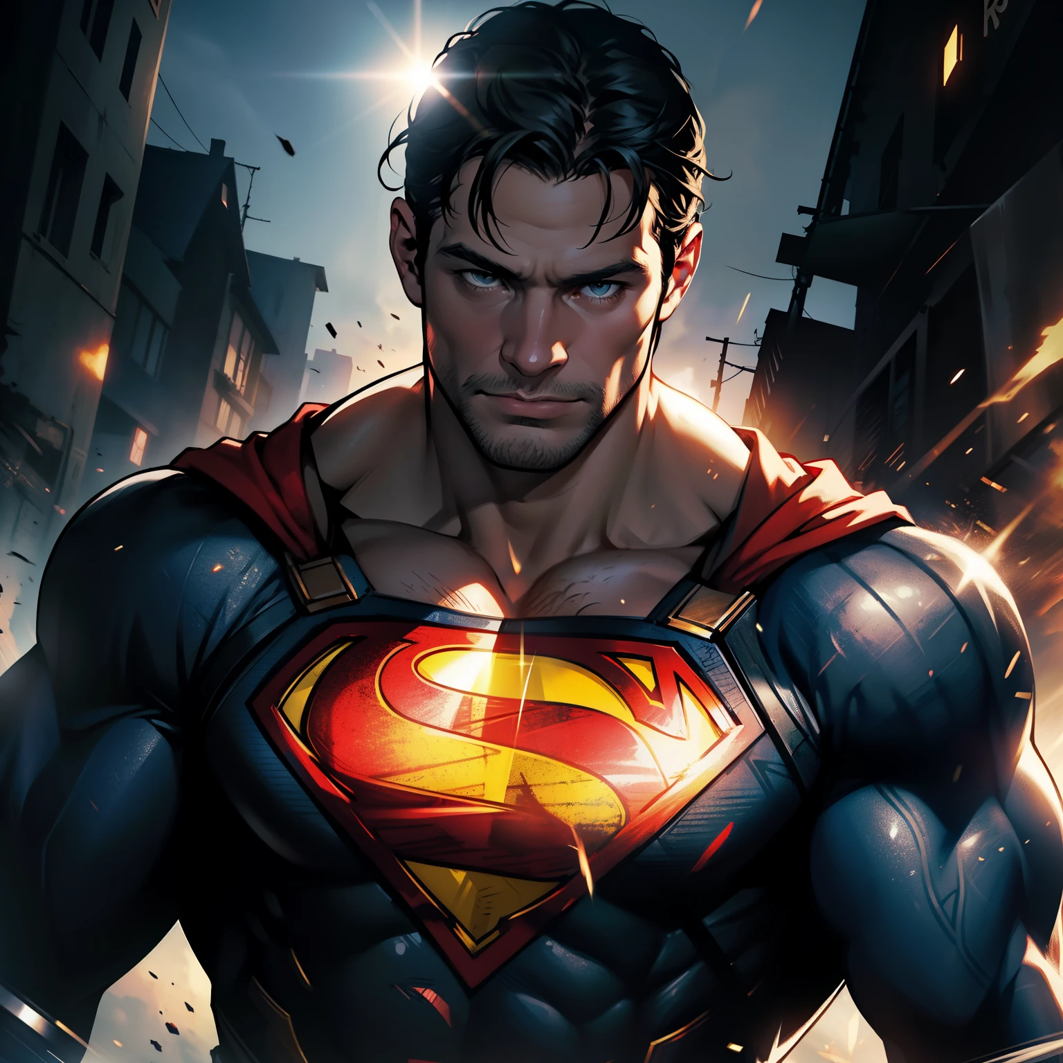 a man of steel poster, by Zack Snyder, textless, herry cavill, inspired by Zack Snyder, zack snyder cinematography style, henry cavill!!!, hd wallpaper, superman emerging from the sun, superman, zack snyder 3 8 4 0 x 2 1 6 0, hq 4k wallpaper, henry cavill, 4k post, 4 k post, dwayne johnson as superman, (Papel de parede 8k muito detalhado), medium photo of a beautiful and scary necromancer, Intricado, alto detalhe, Dramatic, Particle Light Effects,