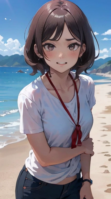 (obra de arte:1.3, Maximum quality, ultra high resolution, ultra detalhado), (realista, photorealista:1.4), beautiful illustration, perfect lighting, natural lighting, Colorida, profundidade de campos, Surrealismo,
lindo cabelo detalhado, lindo rosto detalhado, lindos olhos detalhados, beautiful collarbone, Corpo bonito, lindo peito, linda coxa, lindas pernas, lindos dedos, pele brilhante,
olhando para o espectador, 1 garota, Japanese, high school girl, (anatomia perfeita, Anatomicamente Correto, pele super detalhada), beautiful and symmetrical face, baby face, rosto perfeito, olhos perfeitos,
(medium hair, dois lados para cima, cabelo rosa), franja cruzada, olhos roxos, droopy eyes, olhos grandes, long eyelashes, (seios grandes, coxas sedutoras, dentadura da pele), delgado, outstanding style,
((Textura detalhada de tecido, camisa de colarinho branco, saia plissada azul, dark red ribbon around the neck), meias pretas, mocassim),
(beautiful scenery), late afternoon, (telhado da escola), (standing), (kind smile, Olhos superiores),