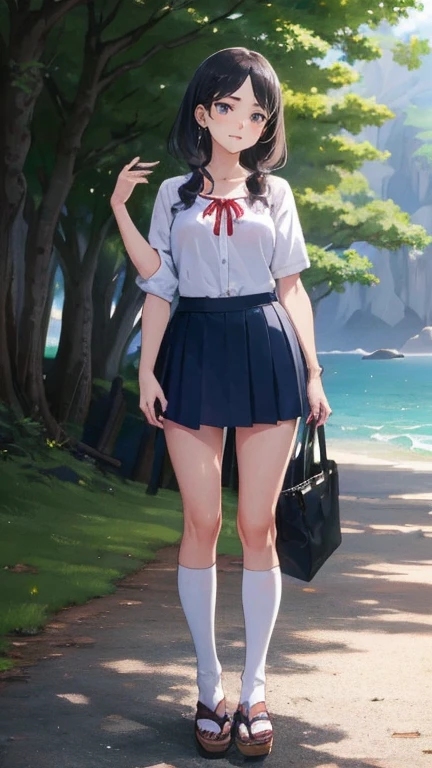 (obra de arte:1.3, Maximum quality, ultra high resolution, ultra detalhado), (realista, photorealista:1.4), beautiful illustration, perfect lighting, natural lighting, Colorida, profundidade de campos, Surrealismo,
lindo cabelo detalhado, lindo rosto detalhado, lindos olhos detalhados, beautiful collarbone, Corpo bonito, lindo peito, linda coxa, lindas pernas, lindos dedos, pele brilhante,
olhando para o espectador, 1 garota, Japanese, high school girl, (anatomia perfeita, Anatomicamente Correto, pele super detalhada), beautiful and symmetrical face, baby face, rosto perfeito, olhos perfeitos,
(medium hair, dois lados para cima, cabelo rosa), franja cruzada, olhos roxos, droopy eyes, olhos grandes, long eyelashes, (seios grandes, coxas sedutoras, dentadura da pele), delgado, outstanding style,
((Textura detalhada de tecido, camisa de colarinho branco, saia plissada azul, dark red ribbon around the neck), meias pretas, mocassim),
(beautiful scenery), late afternoon, (telhado da escola), (standing), (kind smile, Olhos superiores),