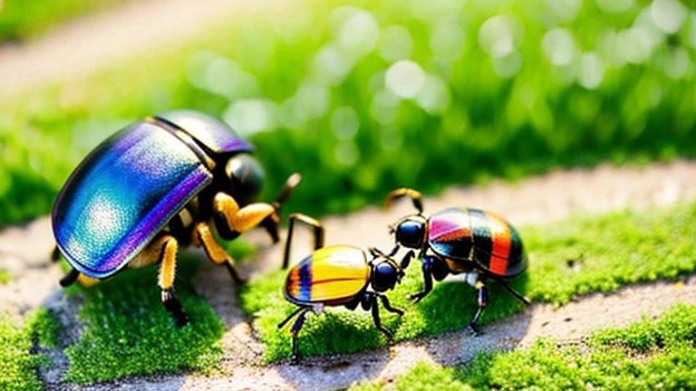 Children playing with beautiful beetles in the countryside、Children playing with cute beetles in the countryside、