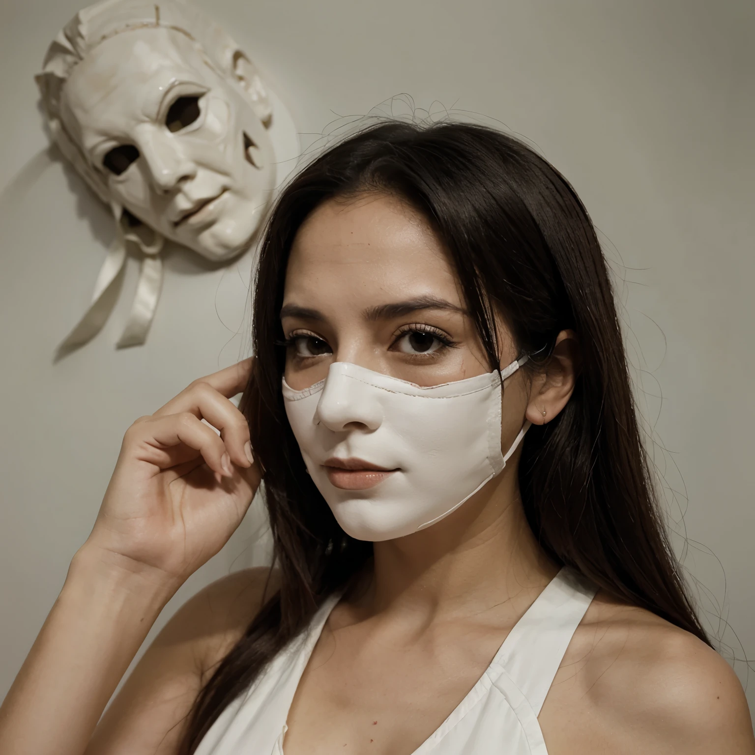 Despair inspired plaster mask, soledad y tristeza 