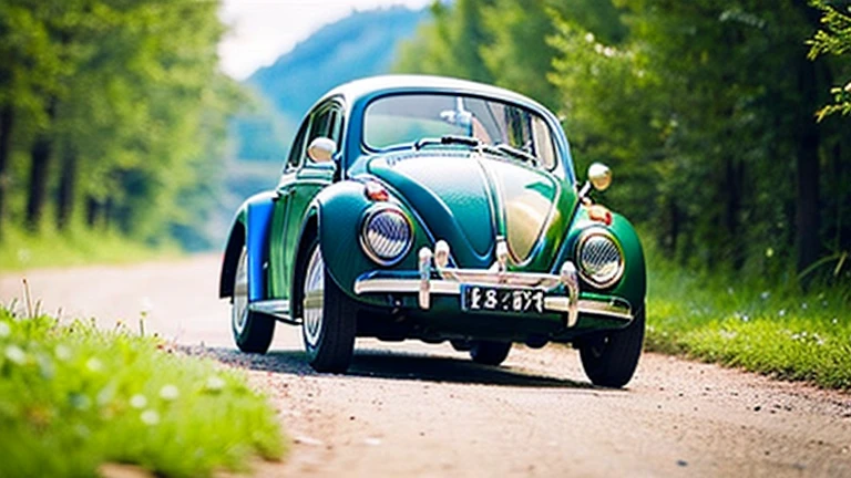 A  playing with a beautiful beetle in the countryside、