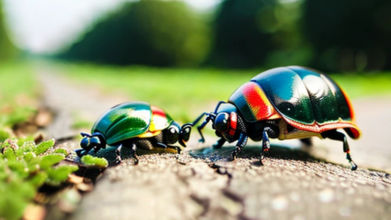 Children playing with beautiful beetles in the countryside、