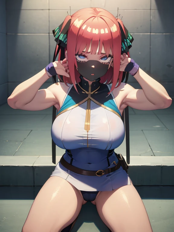 (masterpiece:1.4), highest quality, High resolution, lu1, cyborg, Multicolored Hair, compensate, Exposing shoulders, Black leotard, High leg leotard, (String:1.1), White jacket, Open jacket, belt, Shorts, Cowboy Shot, cyber punk, squat, wall, Abdominal muscles, A woman sitting facing the front , cyber punk, cybercore, Underarm, Bobcut, juicy thighs, Muscular woman, dirty, shiny and bright skin, Smooth surface, Tight body suit, Beautiful Face, Cute face、Plump、Big Breasts, Big Hips, Full Body Shot, Mature mother, Voluptuous thighs, ox, Seductive mature woman, Perfect body, Plus Size Model, Sailor suit, Wearing high heels,Miniskirt Uniform, Chunli