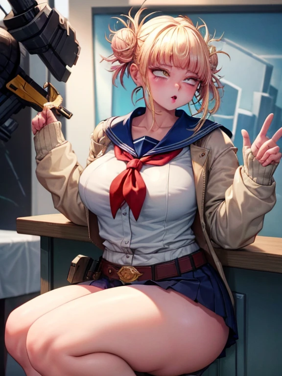 (masterpiece:1.4), highest quality, High resolution, lu1, cyborg, Multicolored Hair, compensate, Exposing shoulders, Black leotard, High leg leotard, (String:1.1), White jacket, Open jacket, belt, Shorts, Cowboy Shot, cyber punk, squat, wall, Abdominal muscles, A woman sitting facing the front , cyber punk, cybercore, Underarm, Bobcut, juicy thighs, Muscular woman, , shiny and bright skin, Smooth surface, Tight body suit, Beautiful Face, Cute face、Plump、Big , Big , Full Body Shot, Mature mother, Voluptuous thighs, ox,  mature woman, Perfect body, Plus Size Model, Sailor suit, Wearing high heels,Miniskirt Uniform, Chunli、Cleavage、Clothes with a wide open 