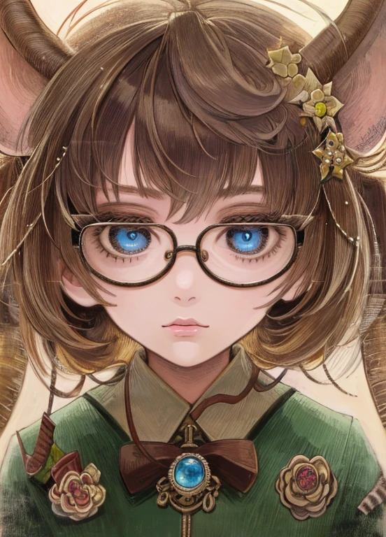 ((best quality)), ((highly detailed)), masterpiece, extremely detailed face, beautiful face, (detailed eyes, deep eyes), (1girl), (glasses), upper body, (rat girl), rat ears, rat tail, Glitching, glitch