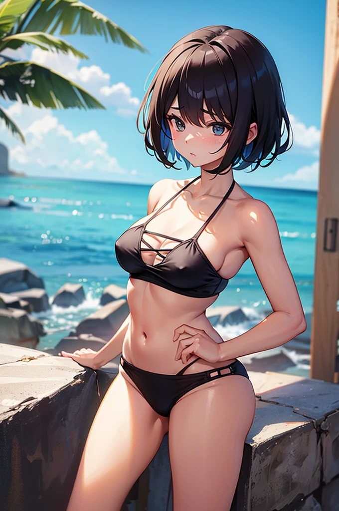make a short woman in a bikini