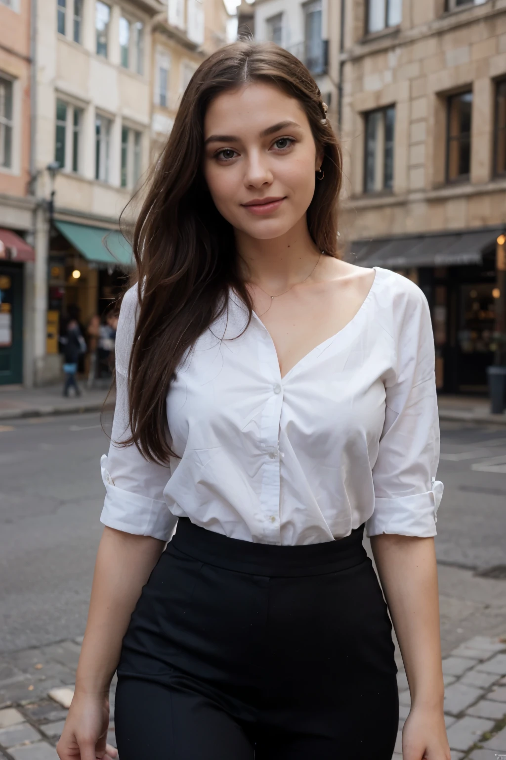 perfect detailed face, professional photo in beautiful clothes , beautiful european woman, full length, perfect detailed face, without hands, good mood perfect figure