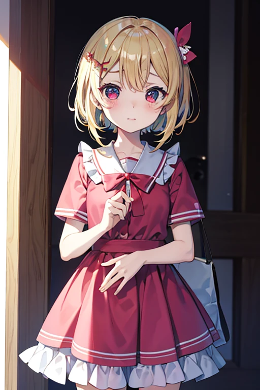 chica apariencia kawai con cara seria, rostro triste, no sonrie parece triste, enojada, ojos rojos