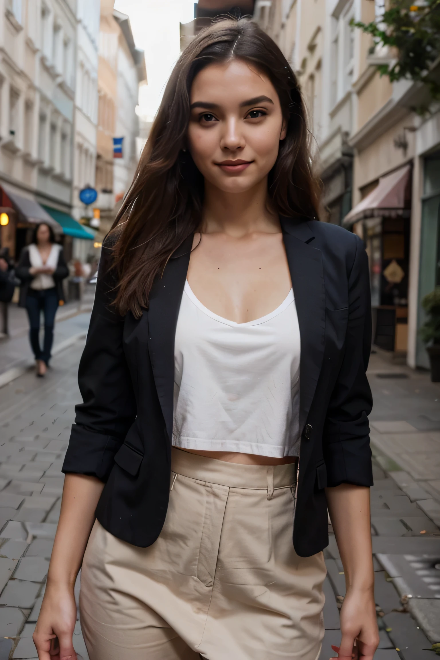 perfect detailed face, professional photo in beautiful clothes , beautiful european woman, full length, perfect detailed face, without hands, good mood perfect figure