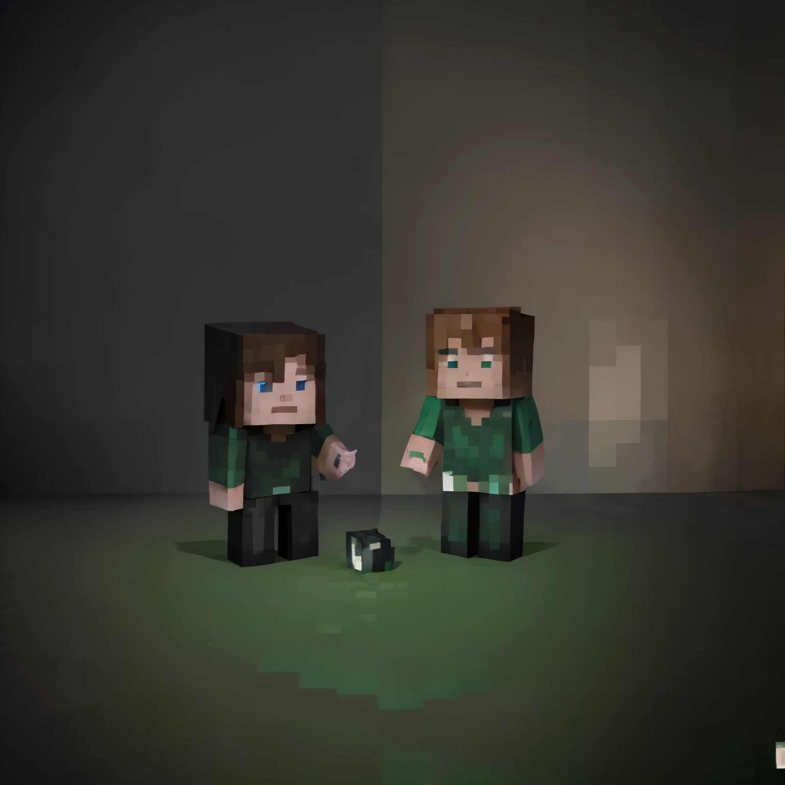 Logotipo de jogo (MINECRAFT) com 2 personagens lutando e embaixo deles escritos (BLACK-OUT)