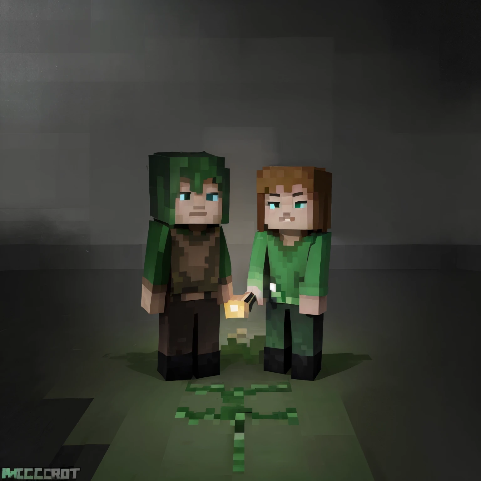 Logotipo de jogo (MINECRAFT) com 2 personagens lutando e embaixo deles escritos (BLACK-OUT)