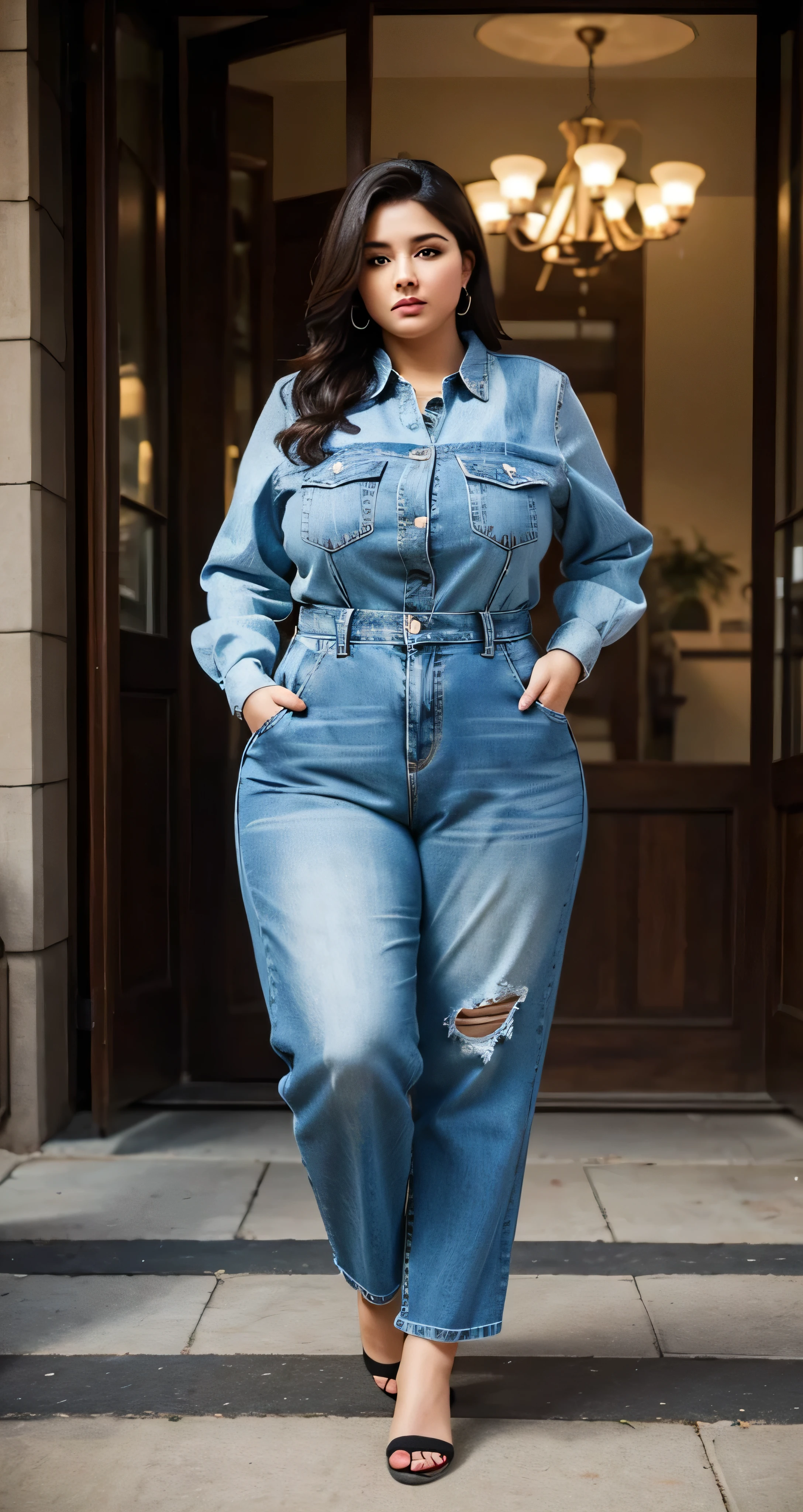 Plus size women In jean with kameez