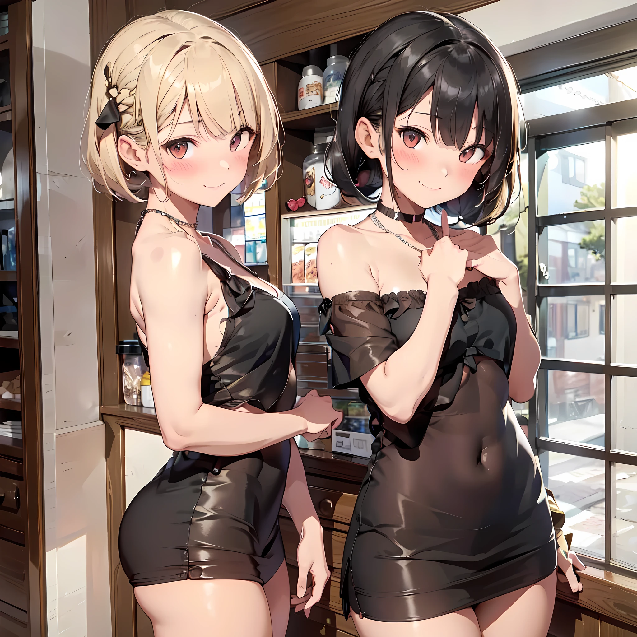 ((masterpiece, best quality, ultra quality, high quality, hyper detailed, intricate detailed, perfect anatomy, shiny skin)), ((three girls are sticking out their big butt boldly)), (body shot), (big butt), (At the hotel), (By the bed), (smile, shy, red cheek, blush, Open your mouth:1.5), (slender), hair band, Headband, hair bobbles, brown hair, blond hair, navel, jewelry, looking at viewer, necklace, long hair, short hair, Abdominal muscles, (Thong), straight hair, bob cut, blunt bangs, silky hair, jet black hair, hair clip, hair band, hair ribbon, one-length haircut, ducktail, outward curled hair, French twist hair, twintails, side ponytail, single braid, wavy hair, bangs pinned back,