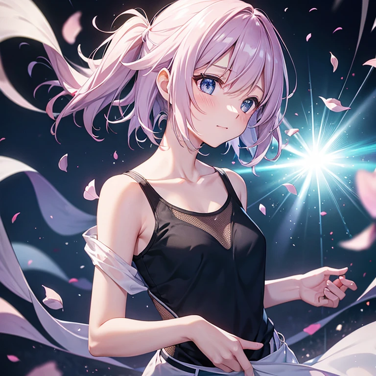 shirt,mesh_clavicle,Swirling particles of light, swirling dust,
falling petals,