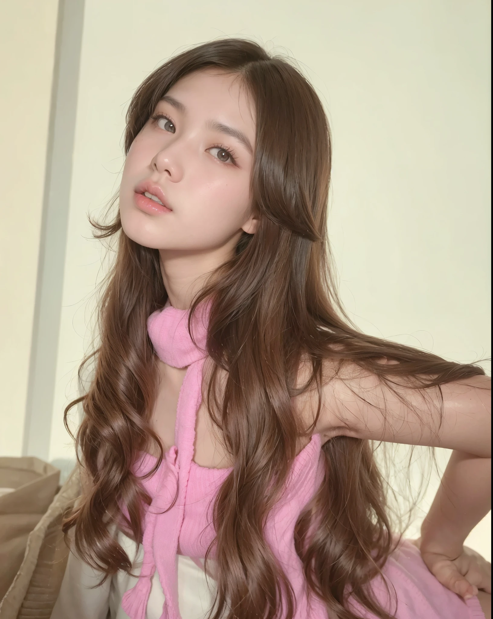 arafed asian woman with a white shirt and blue shorts, lalisa manobal, 18 years old, young cute wan asian face, with bangs, gemma chan beautiful girl, 1 8 yo, gorgeous chinese model, gorgeous young korean woman, beautiful asian girl, ayami koj ima, instagram model, neat hair with bangs, young asian girl