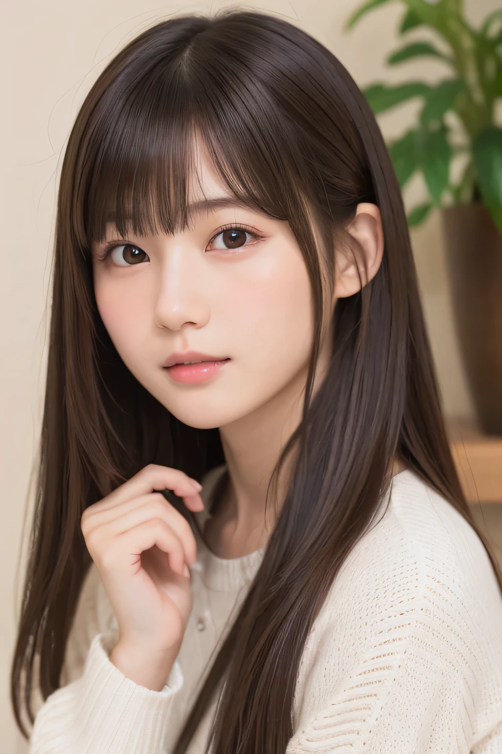 Realistic photos 4K High Resolution Yuna Taira 15 year old Japan girl beautiful girl Straight long hair With bangs Glossy Lips Plump upper lip Rustic feel attractive and beautiful girl。
