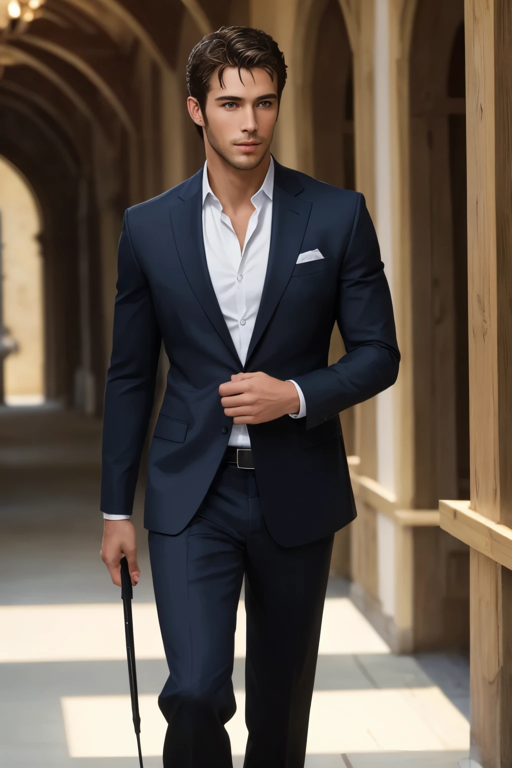 ((best quality)), ((masterpiece)), (detailed), a handsome male walking