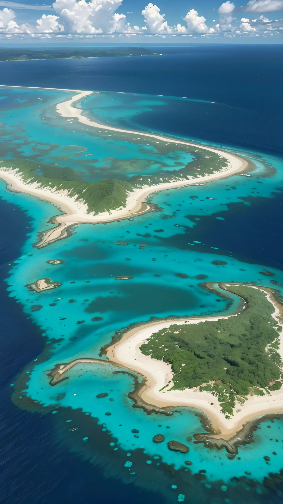 High-definition aerial view of the breathtaking Great Barrier Reef on Australia&#39;s Gold Coast。1,Marvel at the vibrant colors of the world&#39;s largest coral reef system, home to over 500 species of fish and 411 types of hard coral。Observe the clear turquoise waters and intricate patterns of coral from a bird&#39;s-eye view。The view is、Awe、You&#39;ll definitely be enthralled by underwater adventures.。