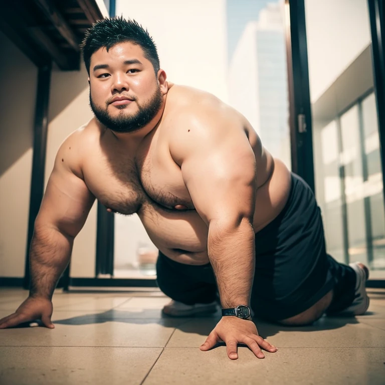 全naked, NSFW,ager,On all fours,Angle from below,Semi-erect Fat,Massive ,Open your mouth,A sumo wrestler whose pre-cum drips onto the floor,Own,short hair,(((Asian Youth))),Close-up of a man with a large body, strong and Rugged body, Muscular character, Rugged, thickボディ, Exaggerated physique, Big muscles, Muscular characters, Strong, fatty bacchanalian body, attractive Rugged man, Big muscless, thick, Full human hairy body, Unusually large physique, Tall and muscular,Kid Dick,(((Perfect penis:1.2))),Beautiful peniale peniasterpiece,highest quality, In 8K, A fat man bathing in a large hot spring, naked, Spread your legs, Stretch and relax, Geeky, Short legs, Bowl legs, (obesity: 1.0), Blushing and relaxing fat man, Looks sleepy, nakedのお腹, naked足, Thin Hair, Big face man, Round face, Masculine eyes,Wet body, vapor, alone,gigachad muscles,