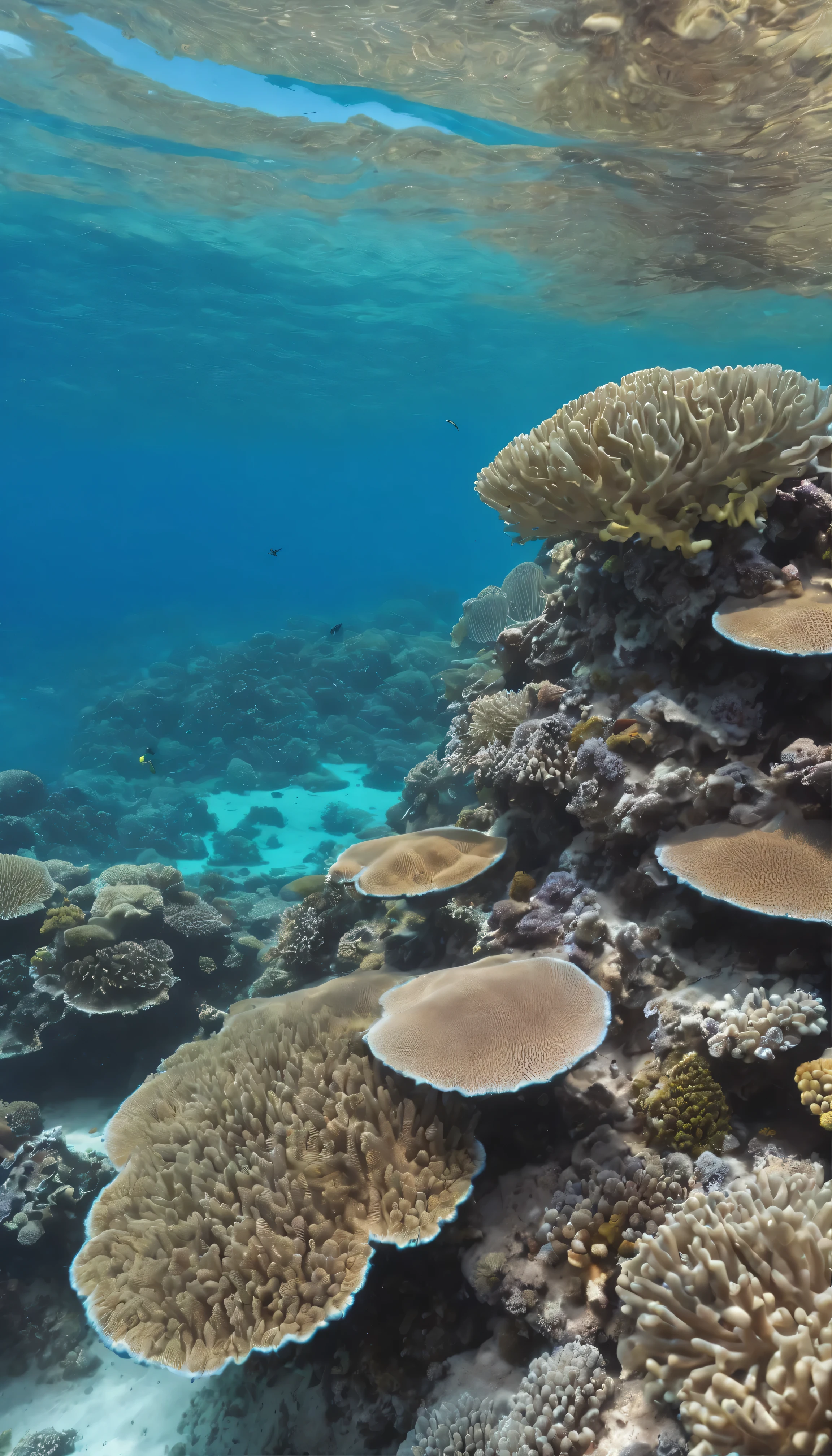 High-definition aerial view of the breathtaking Great Barrier Reef on Australia's Gold Coast。1,Marvel at the vibrant colors of the world's largest coral reef system, home to over 500 species of fish and 411 types of hard coral。Observe the clear turquoise waters and intricate patterns of coral from a bird's-eye view。The view is、Awe、You'll definitely be enthralled by underwater adventures.。Overwhelming realism