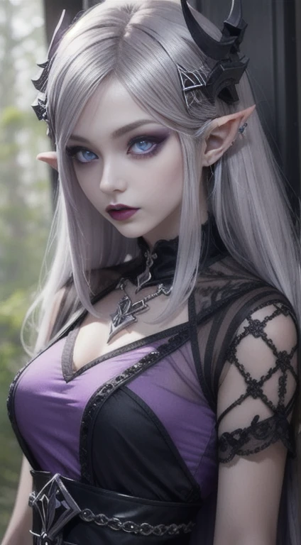 Silver hair, violet eyes, Goth Princess Zelda,