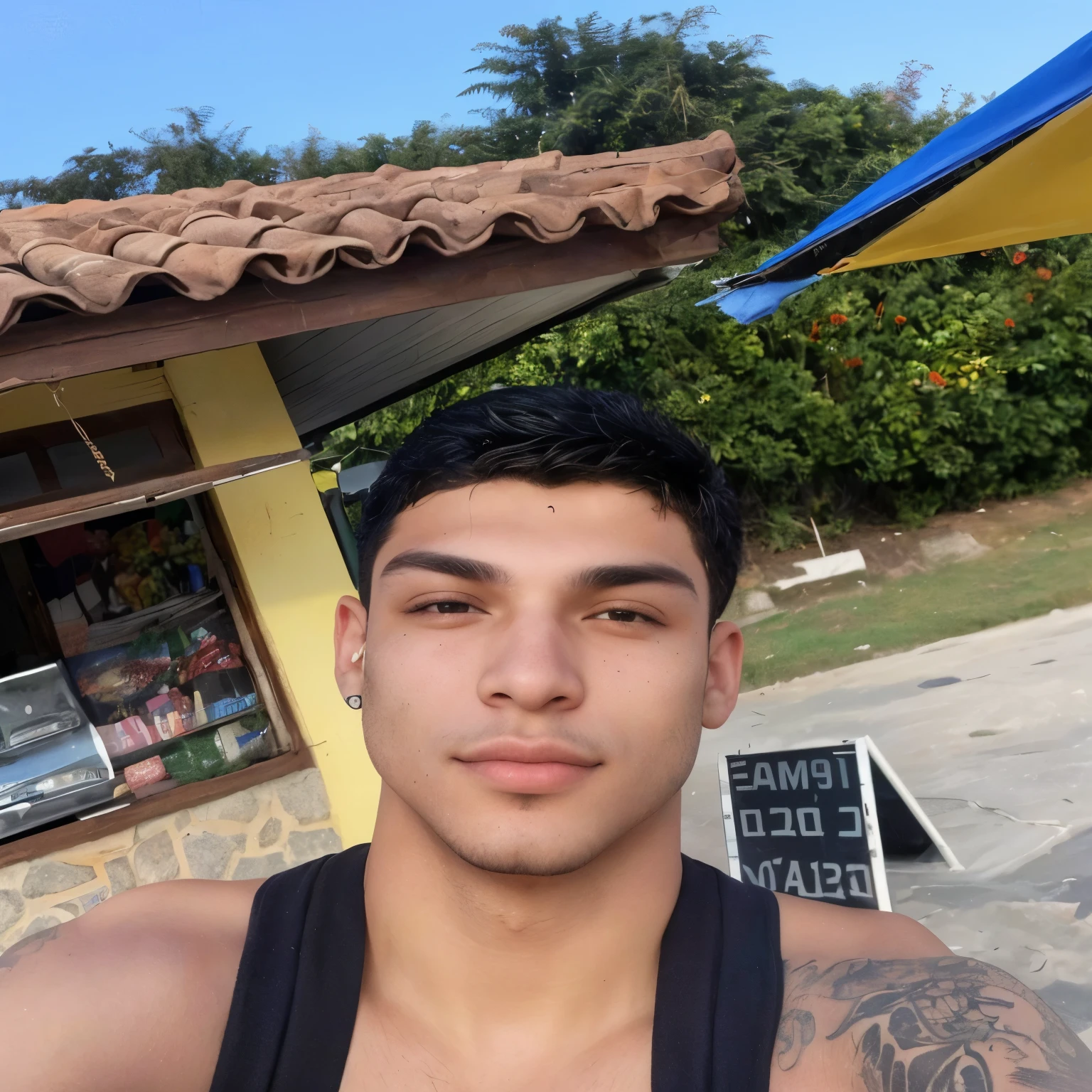 homem arafiado com uma tatuagem no peito e uma regata preta, caio santos, foto frontal, mateus 9 5, taken at the beginning of 2020, 23 anos, 22 anos de idade, 18 anos de idade, André Rios, david rios ferreira, imagem de perfil, cerca de 19 anos, 21 anos de idade