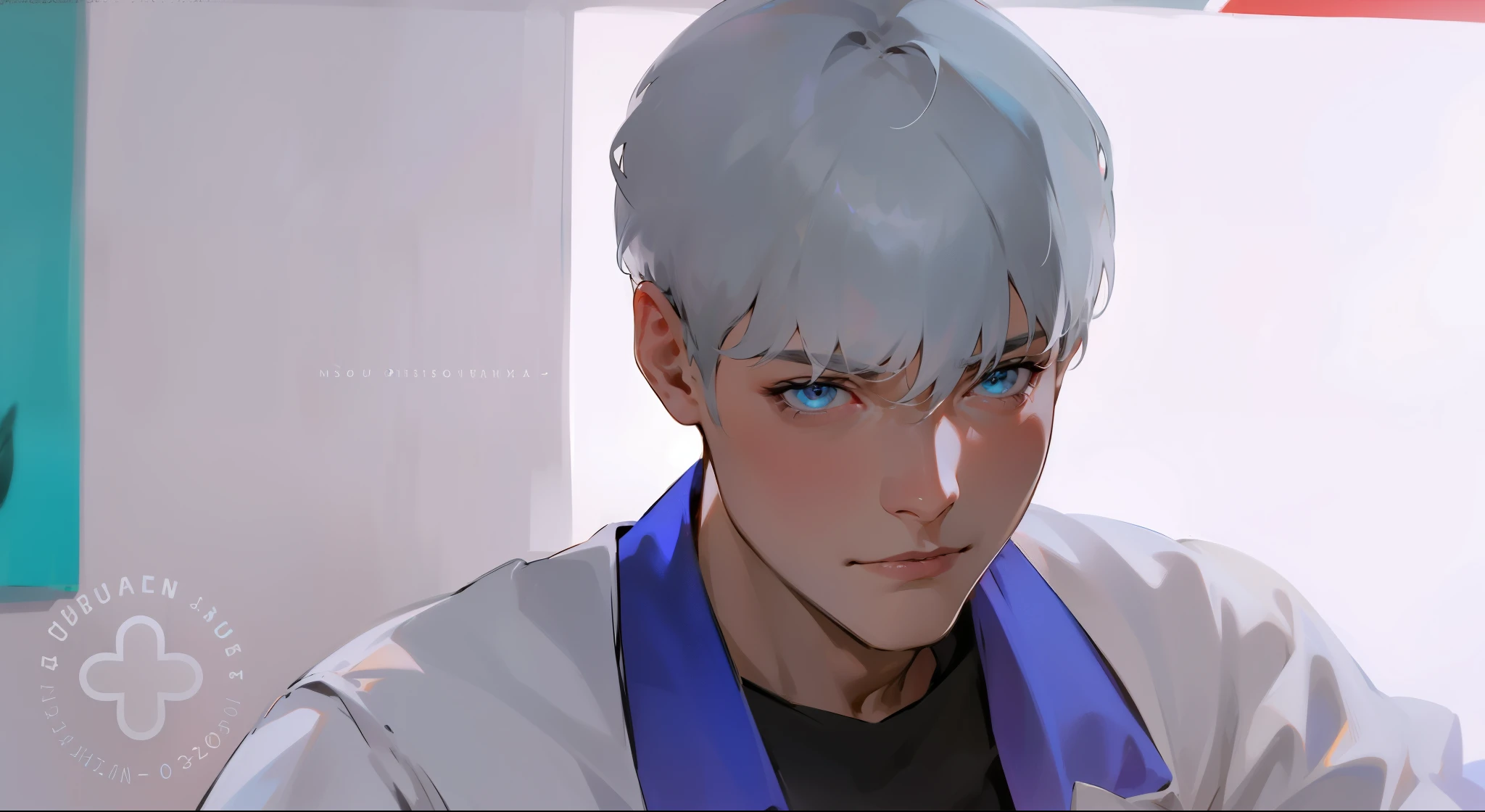 hombre lindo de ojos grises cabello color gris esta pensativo preocupado