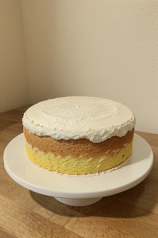 Eu quero a imagem de um bolo, a sponge cake, super simples, sem recheio ok, and don't put a model in the photo