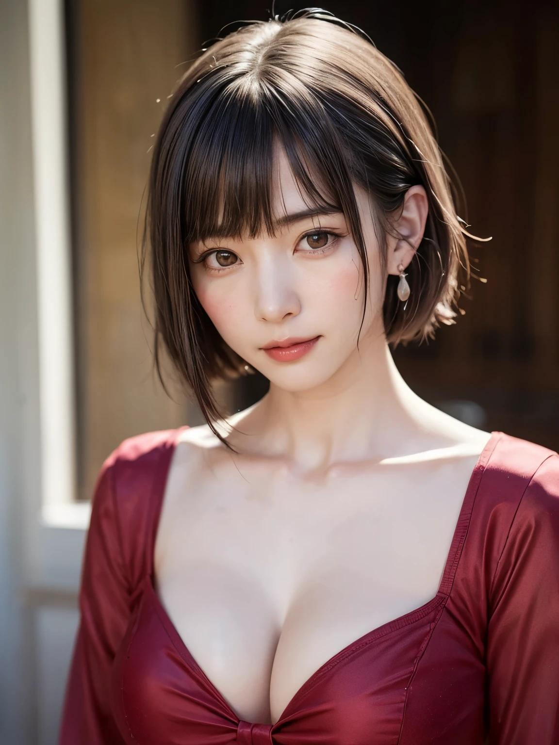 (software:1.8、masterpiece, highest quality),1 girl, alone, hyper Realistic, Realistic,Realistic, Looking at the audience, Light brown eyes:1.4,Brunette Short Bob Hair with highly detailed shiny hair, Brightly colored winter clothes, Lepangas:1.4), Outdoor, Mouth closed, Upper Body、big chest eye、eyelash、{Hugeな|big chest|Hugeなな|Mega} whole :2, chestの谷間:2、(((big chest eye、Short Bob Hair、Highlights from Students、Looking at the audience、She is very beautiful and cute、Show me your ears、Long neck、smile、Close your mouth and smile、Bangs and beautiful teeth)))、Ideal body type、(Norway covered in snow in winter)、美しいLong neck:1.4、(({Huge|big|Hugeな|Mega} chest, chestの谷間:2、Upper Bodyは服を着ていない:1.6))、(((Portraiture:2)))、Perfect Anatomy