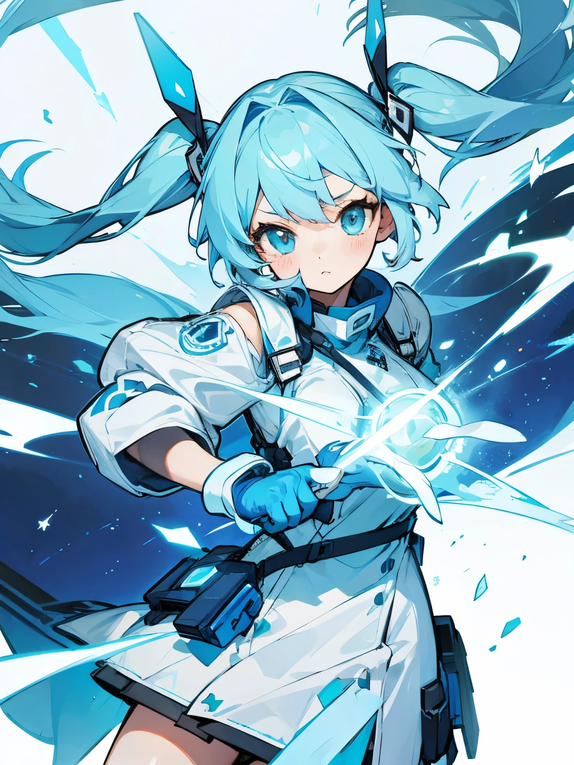 Gloves Cute Twintails Light Blue Hair Girl