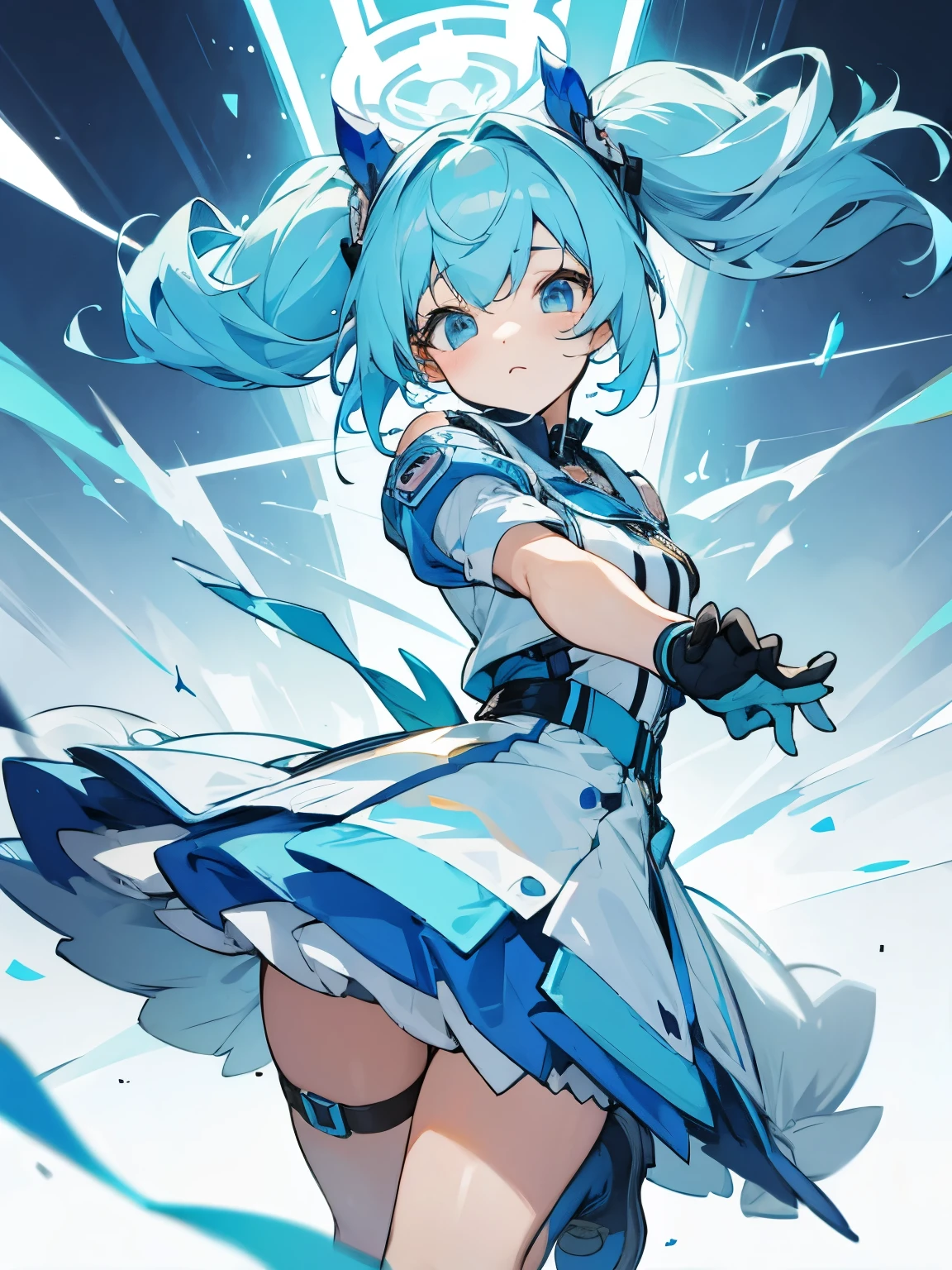 Gloves Cute Twintails Light Blue Hair Girl