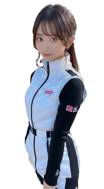 An innocent 20-year-old girl、((White tank top, Dramatic Pose)),smile,BREAK (Spacecraft control room background):2,、BREAK RAW Photos, (8k、highest quality、masterpiece:1.2)、(Intricate details:1.4)、(Photorealistic:1.4)、Octane Rendering、Complex 3D rendering with ultra-detail, Studio Soft Light, Rim Light, Vivid details, Super Detail, Realistic skin texture, Detailed aspect, Beautiful details in the eyes, Highly detailed CG Unity 16k wallpaper, compensate, (Detailed Background:1.2), Glowing Skin, whole body、(astrovest):2,(black long sleeves):5,((Standing with hands behind back、Leaning forward、Angle from above))