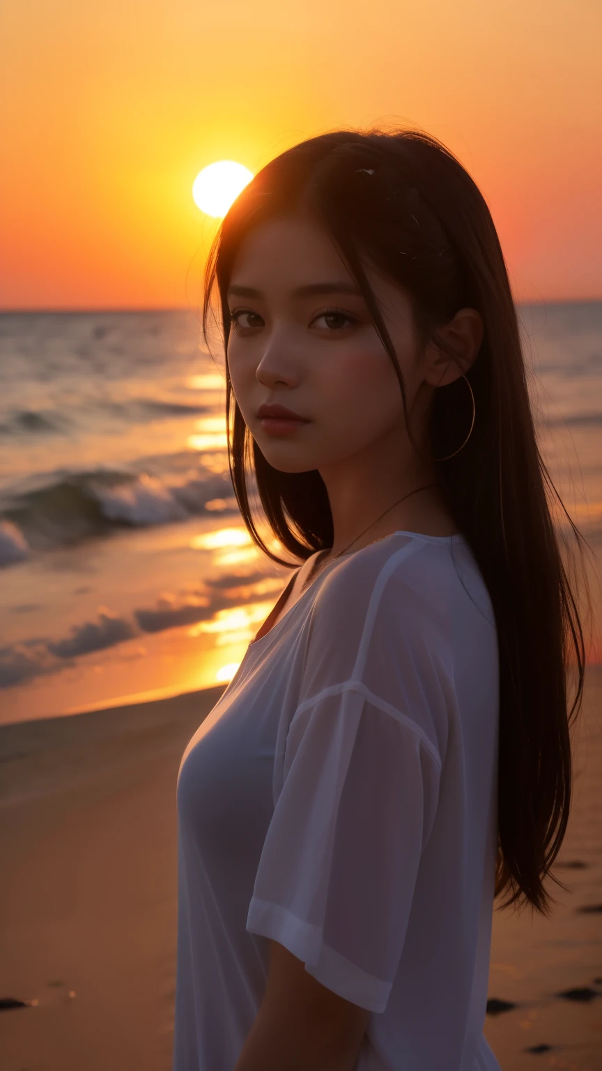The Sunset Sun，  Artistic concept，One Girl