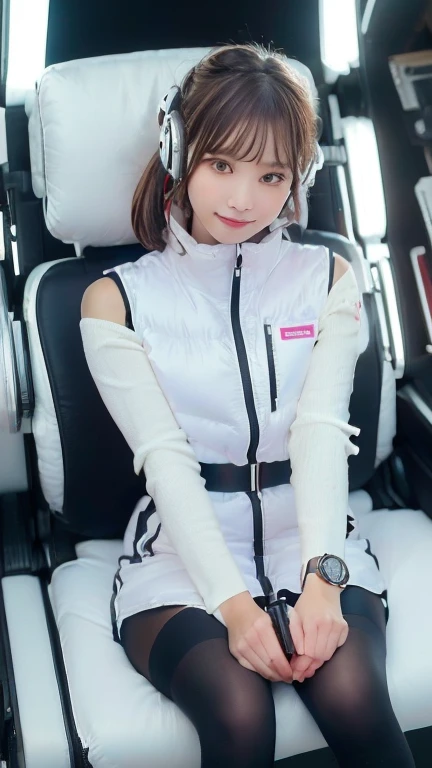 (masterpiece:1.5)、(Realistic:1.5)、(highest quality:1.4、8k、RAW Photos）、
Ultra-high resolution、Professional Lighting、Perfect dynamic composition、Photographed indoors、
Film Grain、chromatic aberration、(Bokeh:1.1)、
Frank、Sophisticated、charm、Ultra-realistic、Attention to detail、Golden Ratio、
(1 girl)、Slender girl、Delicate and charming girl、Cute Woman:1.4、
Serious expression、Looking at the audience、Sculptural installation、Sit on the sofa and relax、
Light brown hair、Shiny Hair、Hairstyle: Ponytail、
real skin、
Shut your mouth.、Beautiful Eyes、double eyelid、Thin arms、、
、Show off your thighs,(astrovest):5,(shiny white log downvest):3,BREAK ((Detailed face, Professional photography)), ((NSFW, zettai ryouiki, 1 girl)), Ultra-high resolution, (Realistic: 1.4), RAW Photos, highest quality, (PhotoRealistic Stick), concentrated, Soft Light, ((30 years old)), ((Japanese)), (( (Young Face))), (surface), (Depth of written boundary), masterpiece, (Realistic),(inside ISS):3, woman, ,astrovest:2,headphone:2,smartwatch,,bangs, ((1 girl)),(black sleeves):2,(black tights):2,inside spacestation,inside spacecraft,,zero gravity,smile,open leg,blush:1.5,hidden hands,neotech